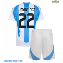 Camisa de time de futebol Argentina Lautaro Martinez #22 Replicas 1º Equipamento Infantil Copa America 2024 Manga Curta (+ Calças curtas)